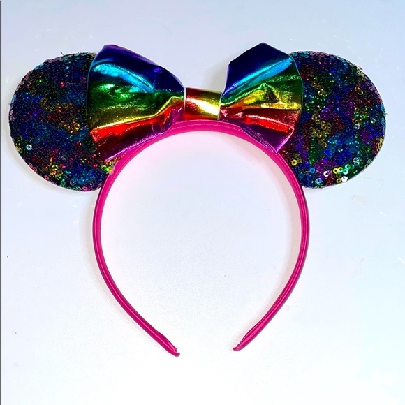 Disney Accessories - Disney Rainbow Sequin Minnie Mouse Ears Headband